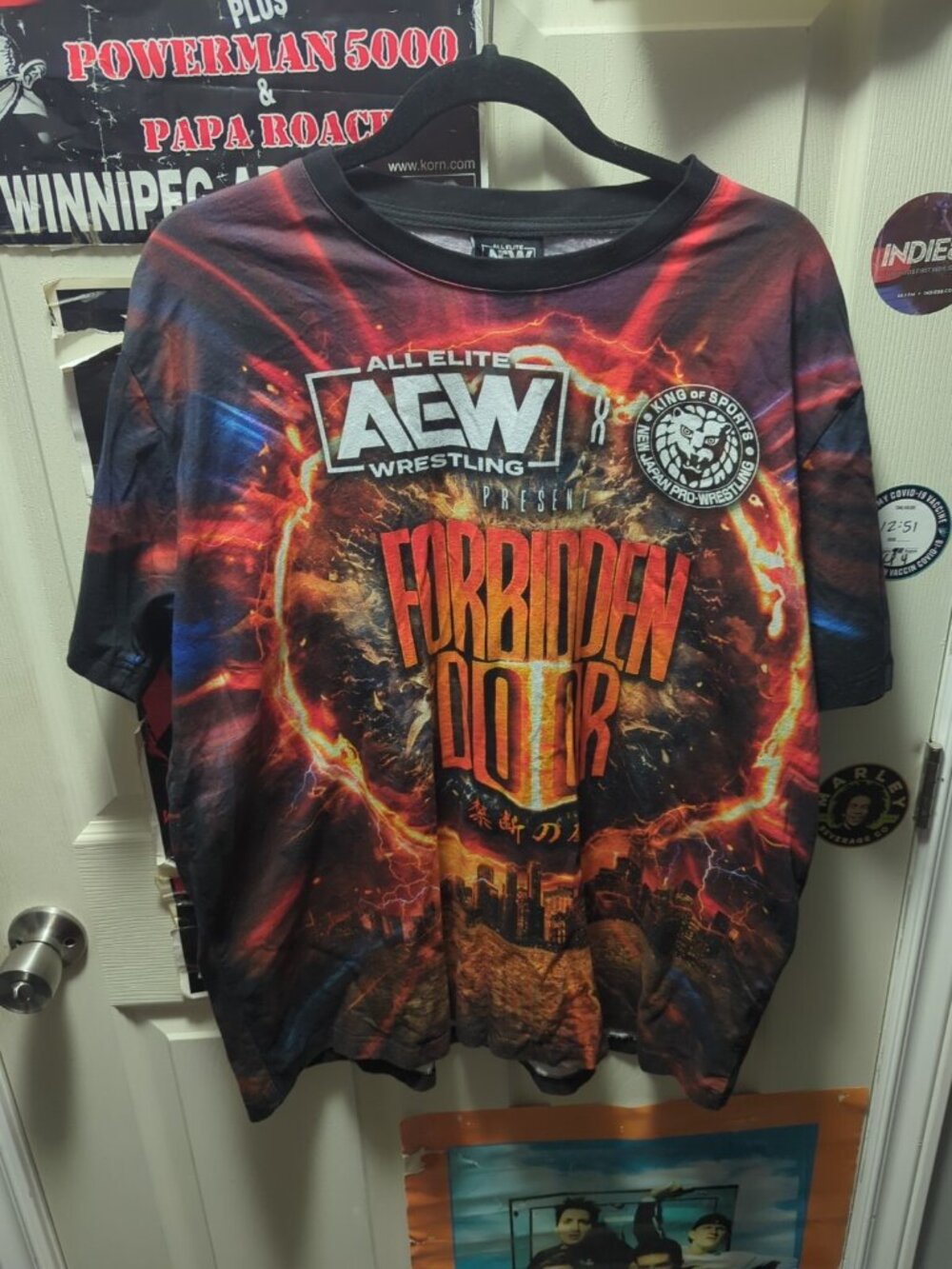 AEW x NJPW Forbidden Door AOP All Over Print Wrestling Shirt 2023 Men's  2XL